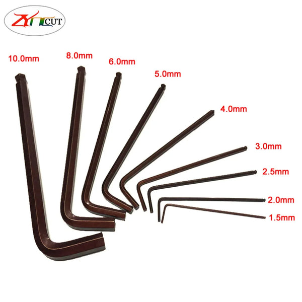 9pcs/set 1.5 2 2.5 3 4 5 6 8 10 mm High hardness bronze L-type hexagonal wrench ,High hardness bronze L-type hexagonal wrench